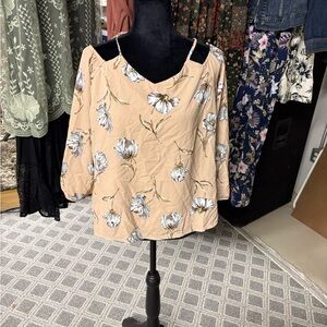 Monteau Tan Floral Women's Blouse
